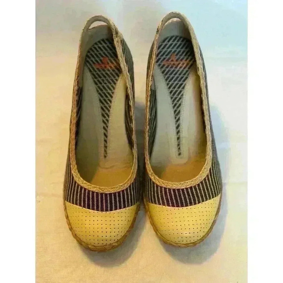 Raquel Women’s J Shoes JAYWALK US 7 EU 38 NAVY YELLOW STRAW WEDGE HEELS - Picture 8 of 8